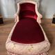 Napoleon III period chaise longue in burgundy velvet with floral decoration -
