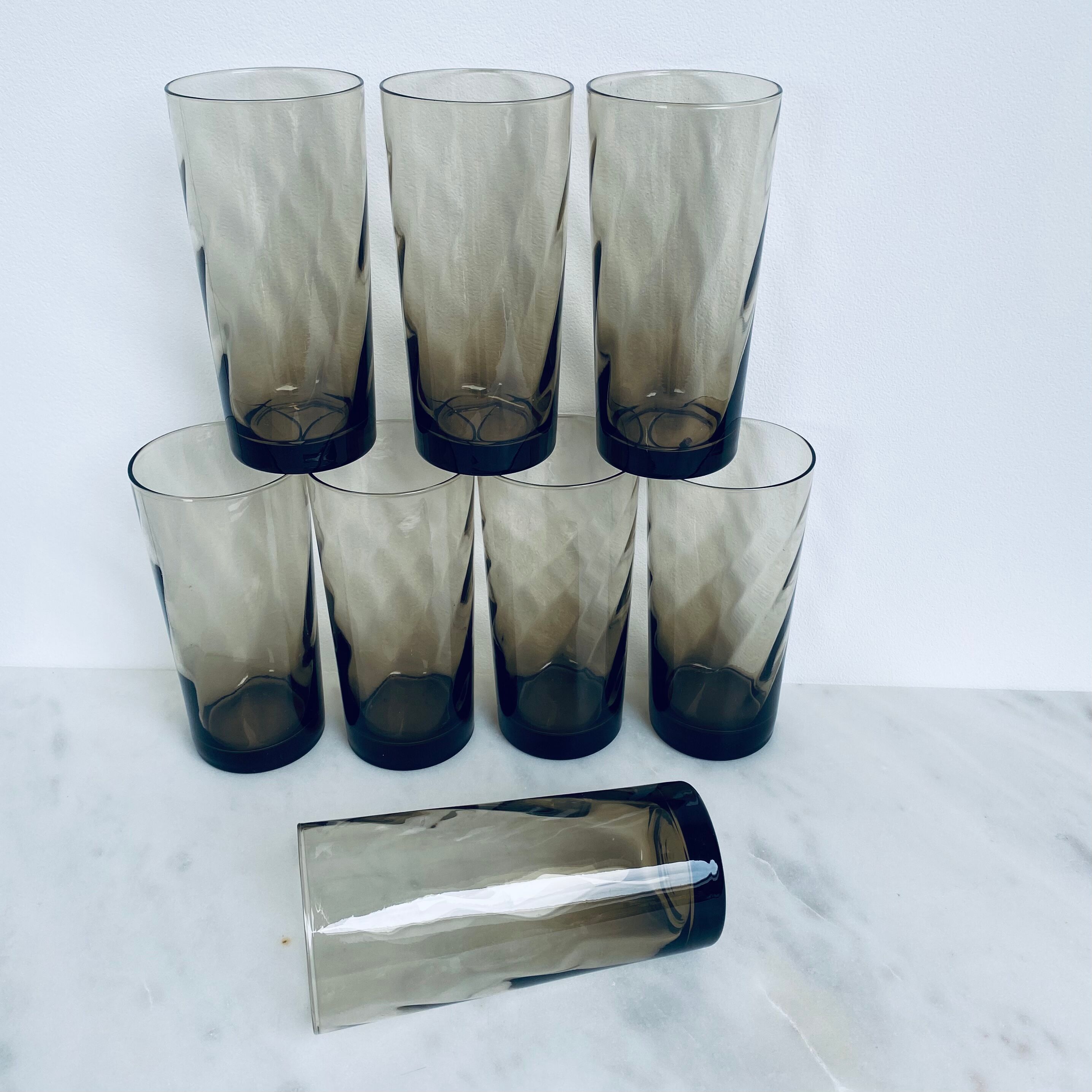 Lot de 8 verres Luminarc en verre fumé