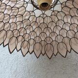 Mother-of-pearl and brass vintage lotus flower-shaped suspension