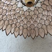 Mother-of-pearl and brass vintage lotus flower-shaped suspension