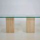 Italian travertine and glass coffe table 1970s Vintage