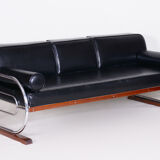 Black Slezak sofa made in 1930s Czechia