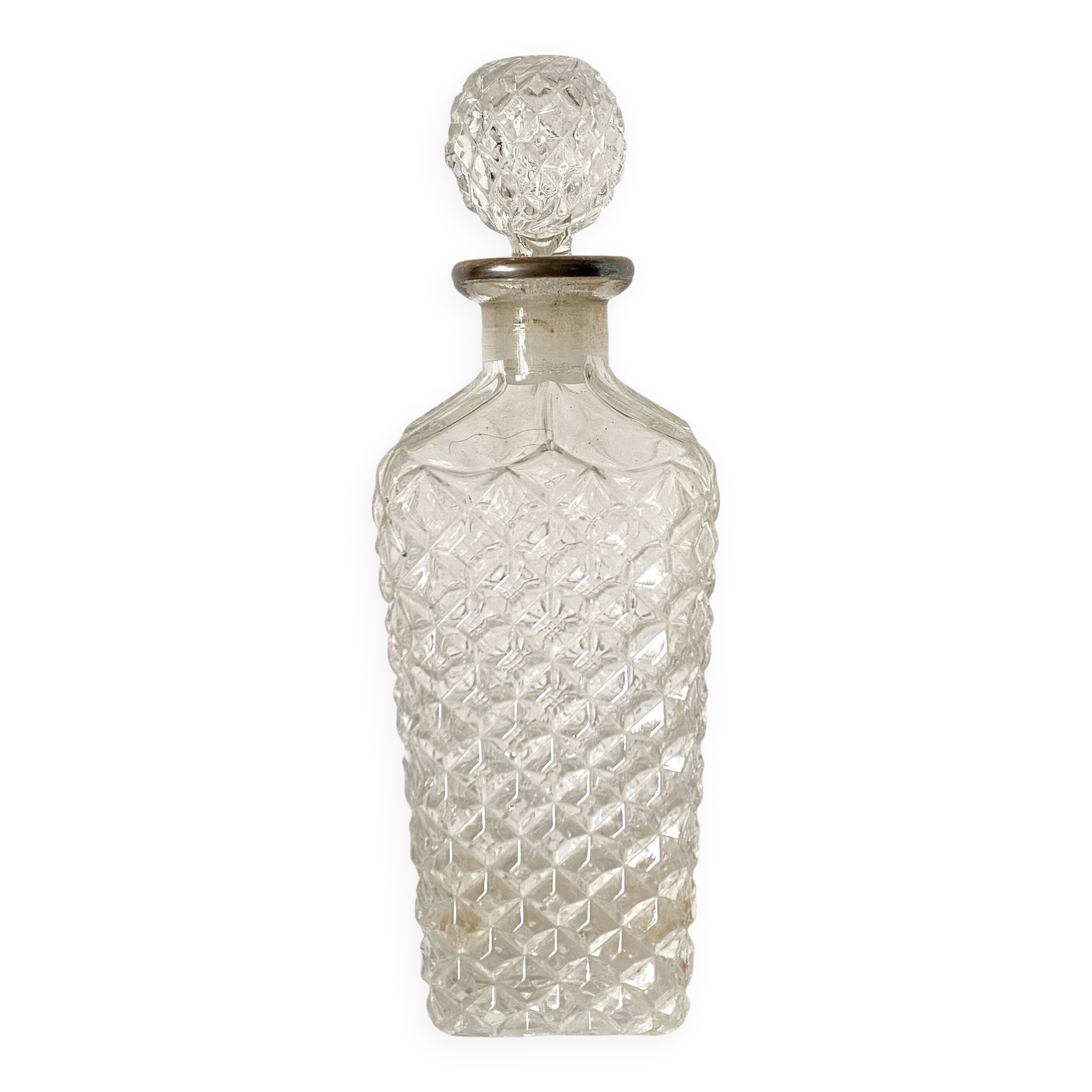 Vintage carafe ball stopper silver collar