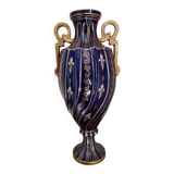 Two-handled baluster vase in late 19th century earthenware from the Gustave Asch factory (1856-1911)