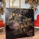 Important Coffee Table with a Lacquered Wood Panel from the 19th Century