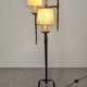 Brutalist tripod floor lamp with 3 lights in wrought iron, France circa 1950.