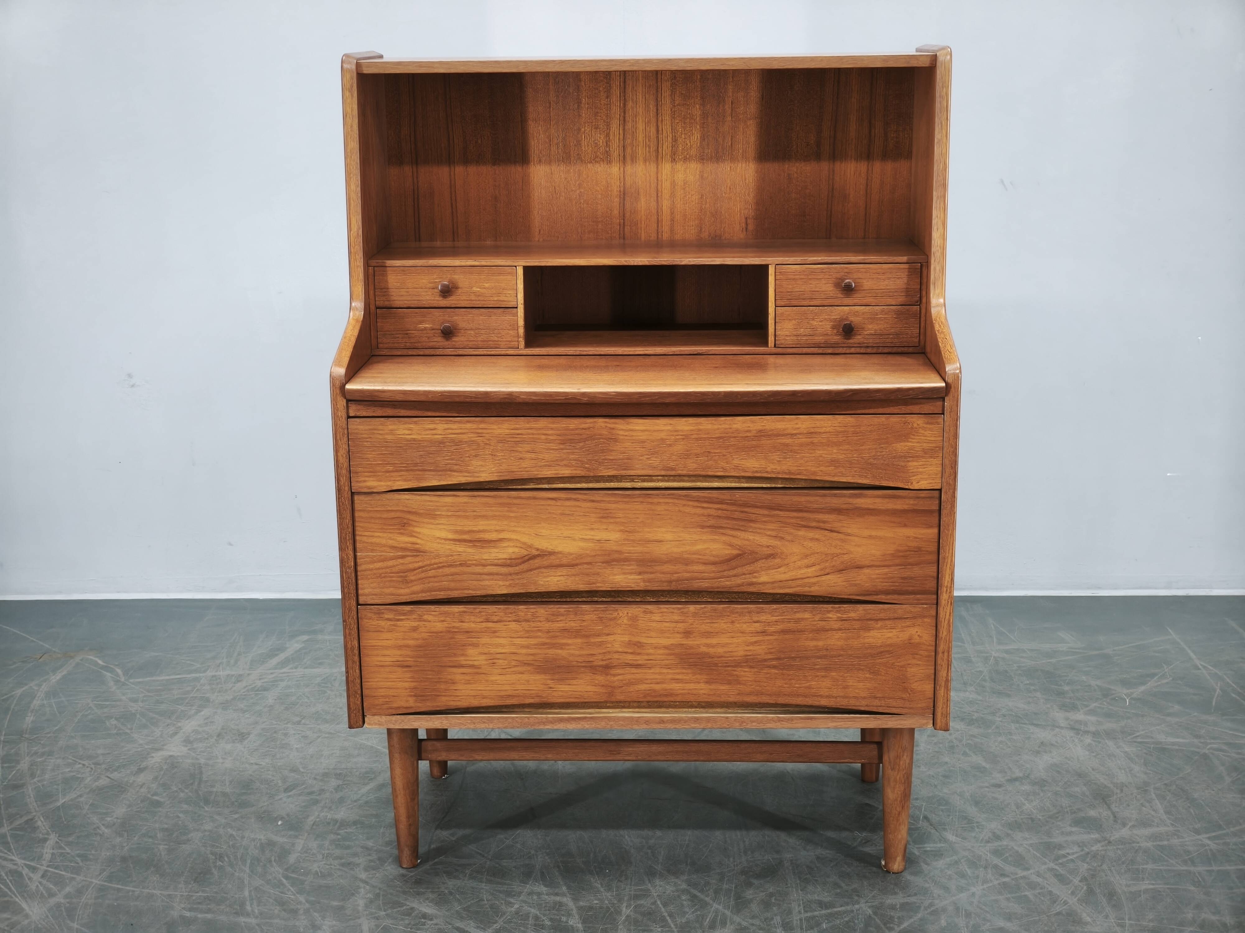 Danish Modern Teak Secretary Writing Desk with Drawers, 1960s
