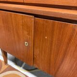 Vintage Scandinavian teak sideboard with compass feet from the 70s