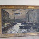 Painting venice by night oil on canvas j peters xixth century