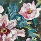 Oil canvas on wood flowers