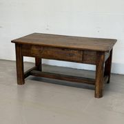 Old farmhouse table in solid oak, 1 drawer, France