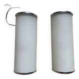 Pair of Jod wall lamps in frosted glass and space age chrome from Ikea