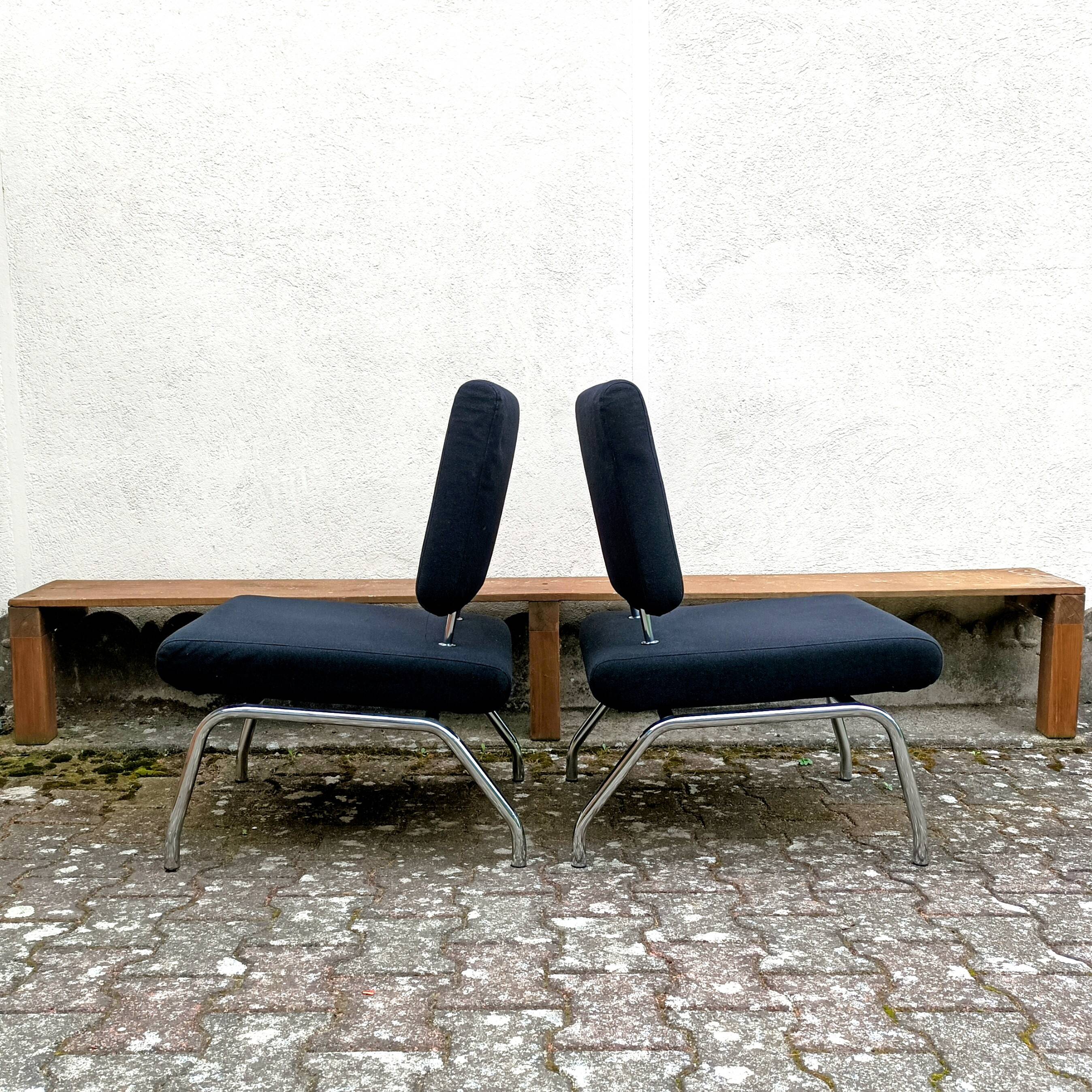 Vintage black fabric armchair
