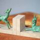 Marble and green patina metal bookends, vintage style bookends, animals, paperweight
