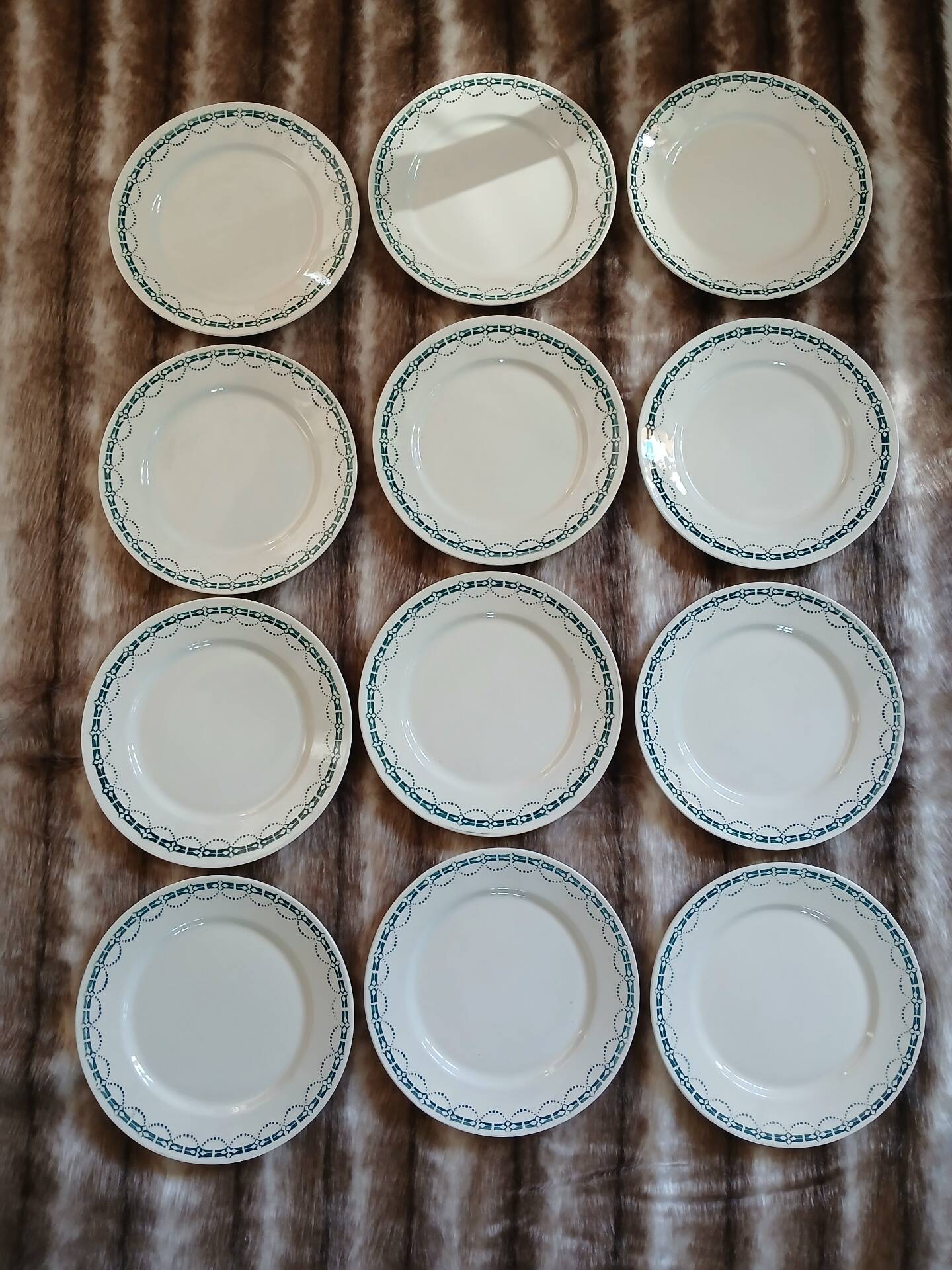 12 flat plates in ironstone from Badonviller