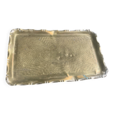 Large rectangular tray in vintage, artisanal and oriental hammered metal