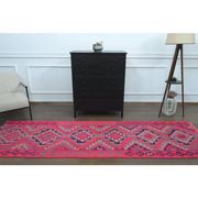 1970s Vintage Turkish Hand-Knotted Wool Cotton Pink Runner Rug 91x312