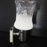 Torch type wall lamp in transparent and white glass