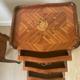 Set of 2 rosewood and marquetry bedside tables
