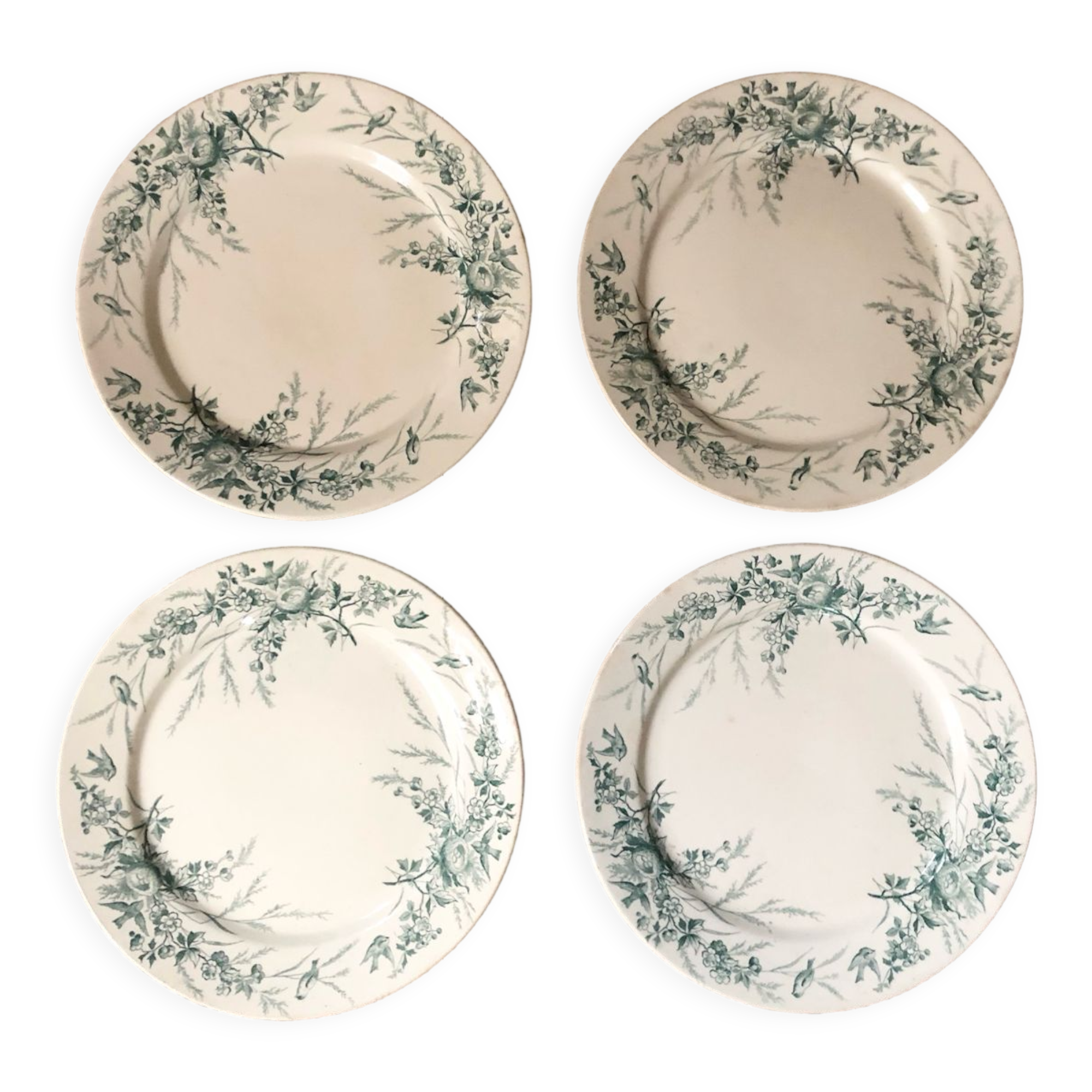 4 plates iron earth Linnet with birds