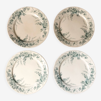 4 assiettes terre de fer Linotte avec oiseaux