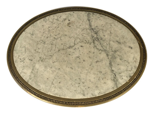 Louis XVI style oval pedestal table in grey lacquered wood