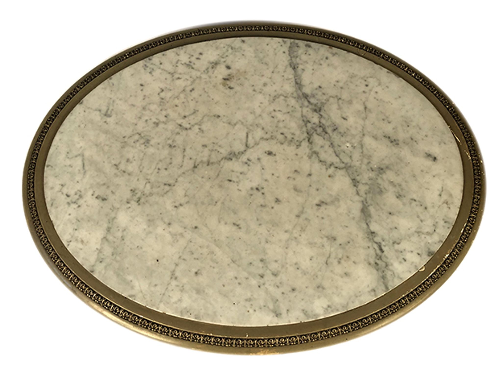 Guéridon ovale de style Louis XVI en bois laqué gris