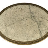 Louis XVI style oval pedestal table in grey lacquered wood