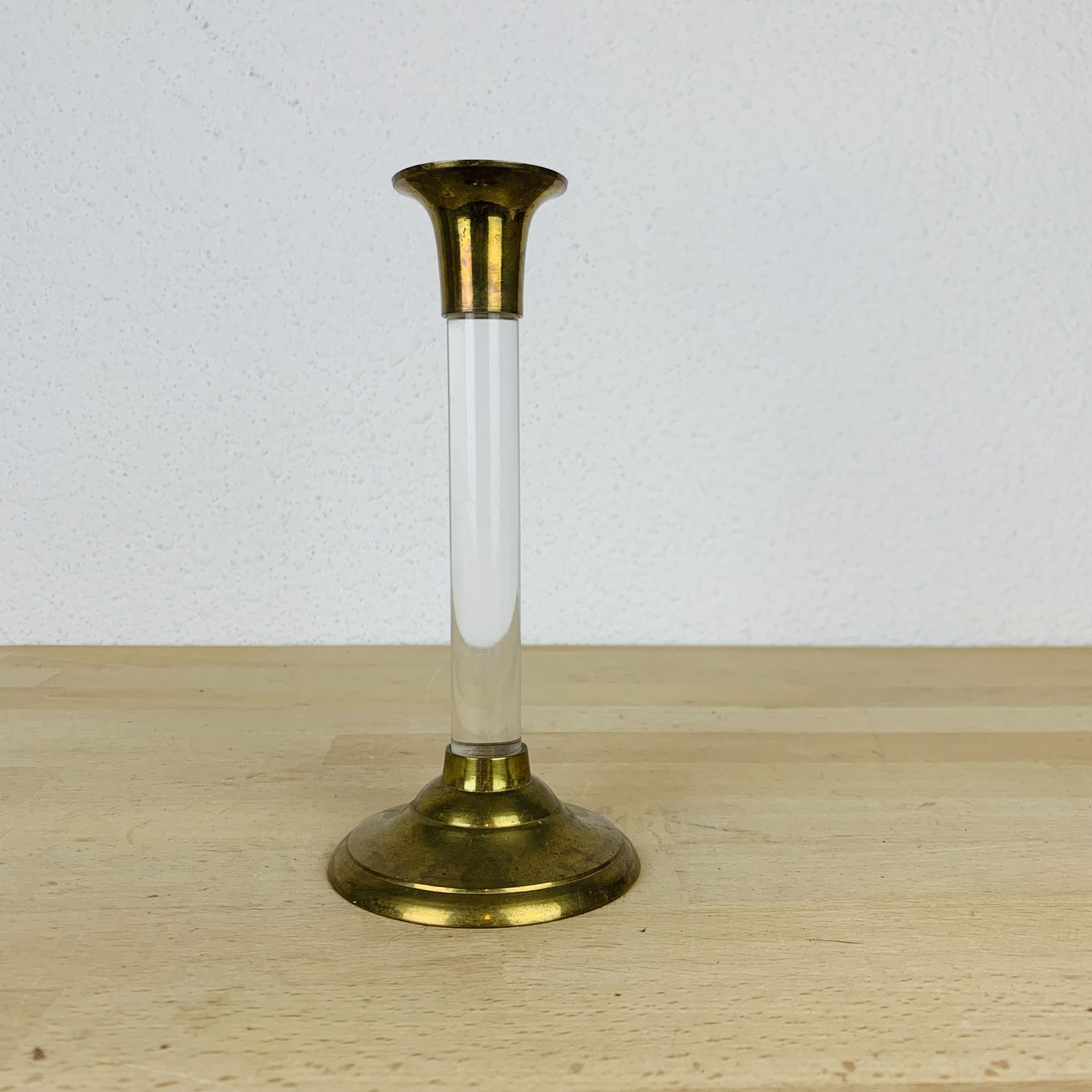 Bougeoir laiton et plexiglas vintage