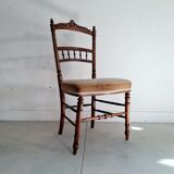 Antique chair turned wood sitting velvet flowers