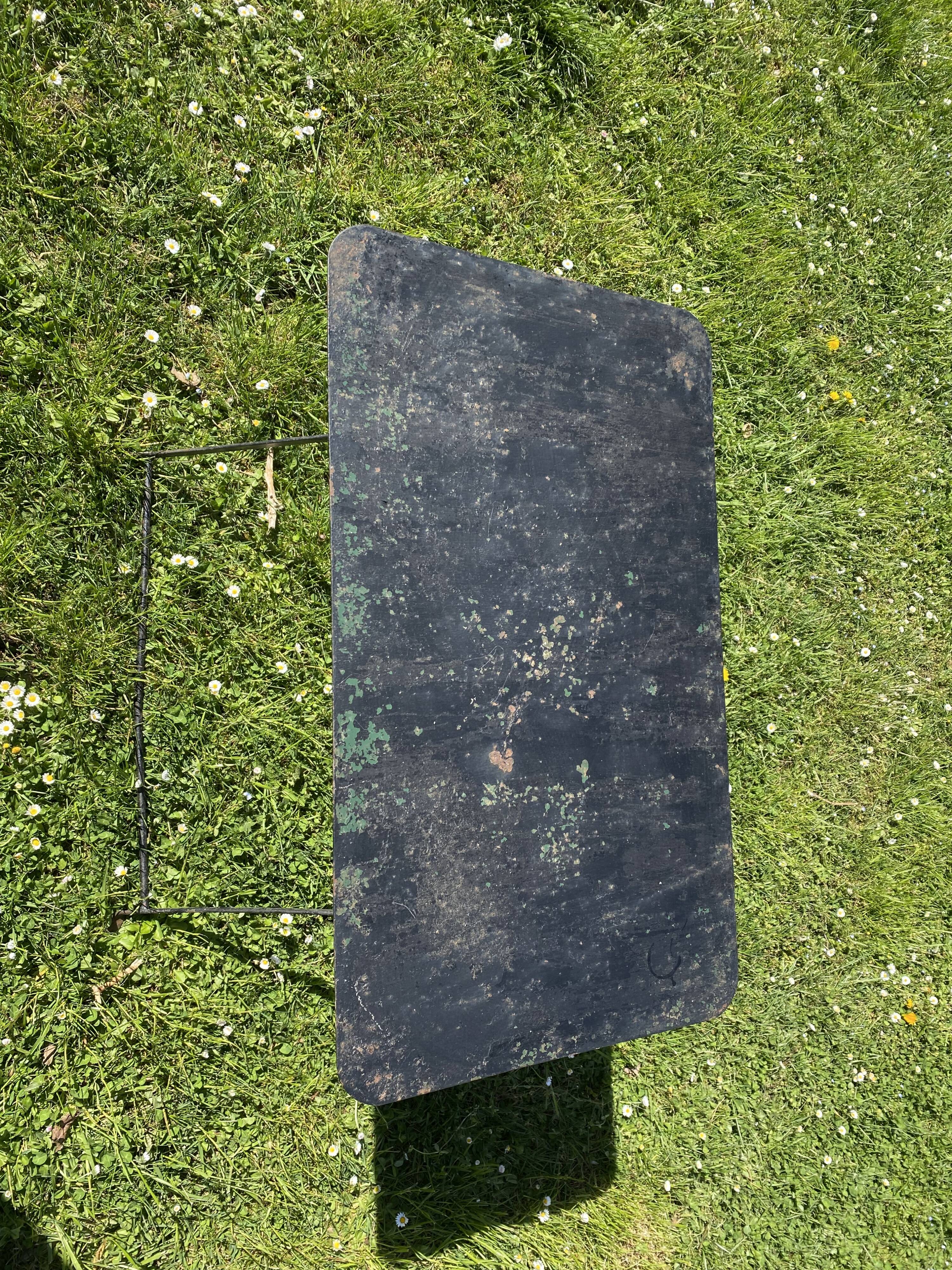 Antique black metal folding table – good quality