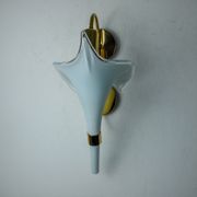 Applique fleur de lys blanche, verre de murano, Italie, 1970