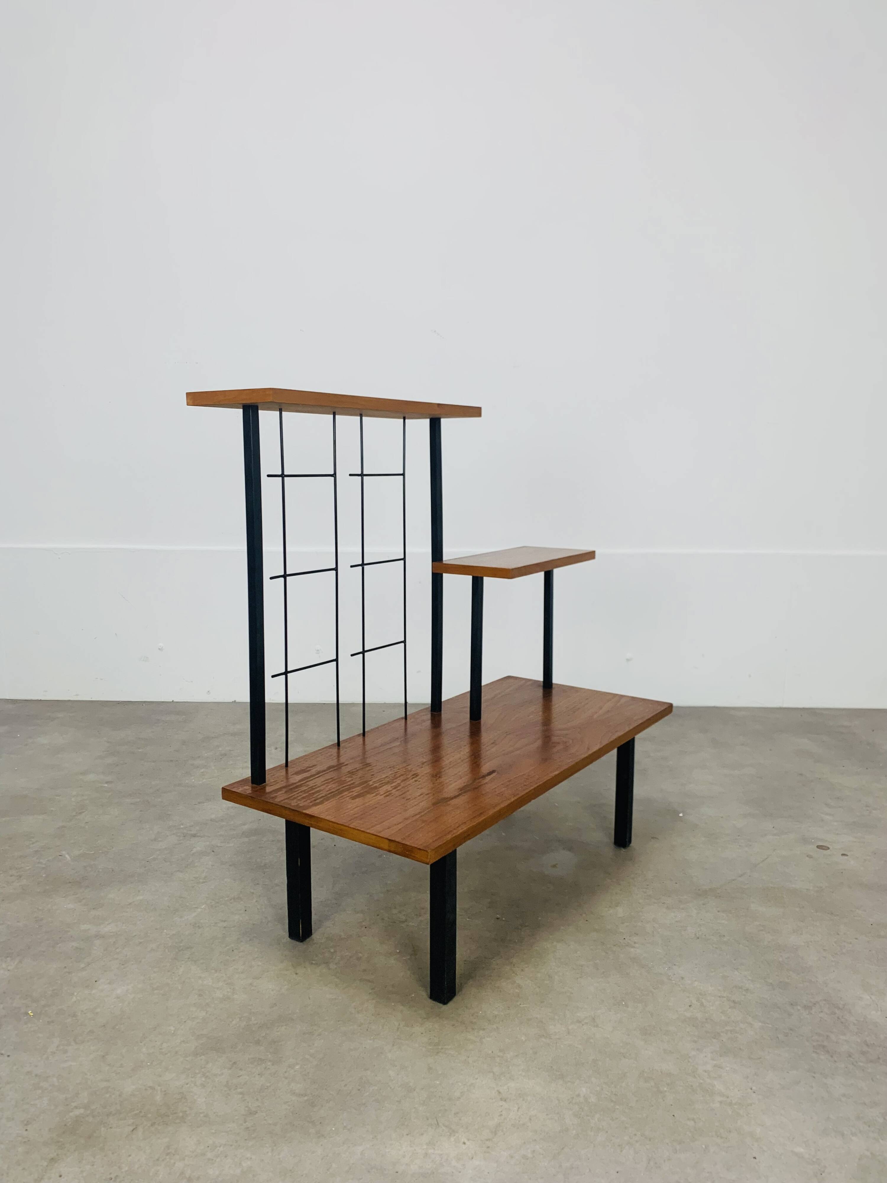 50s asymmetrical plant shelf, teak