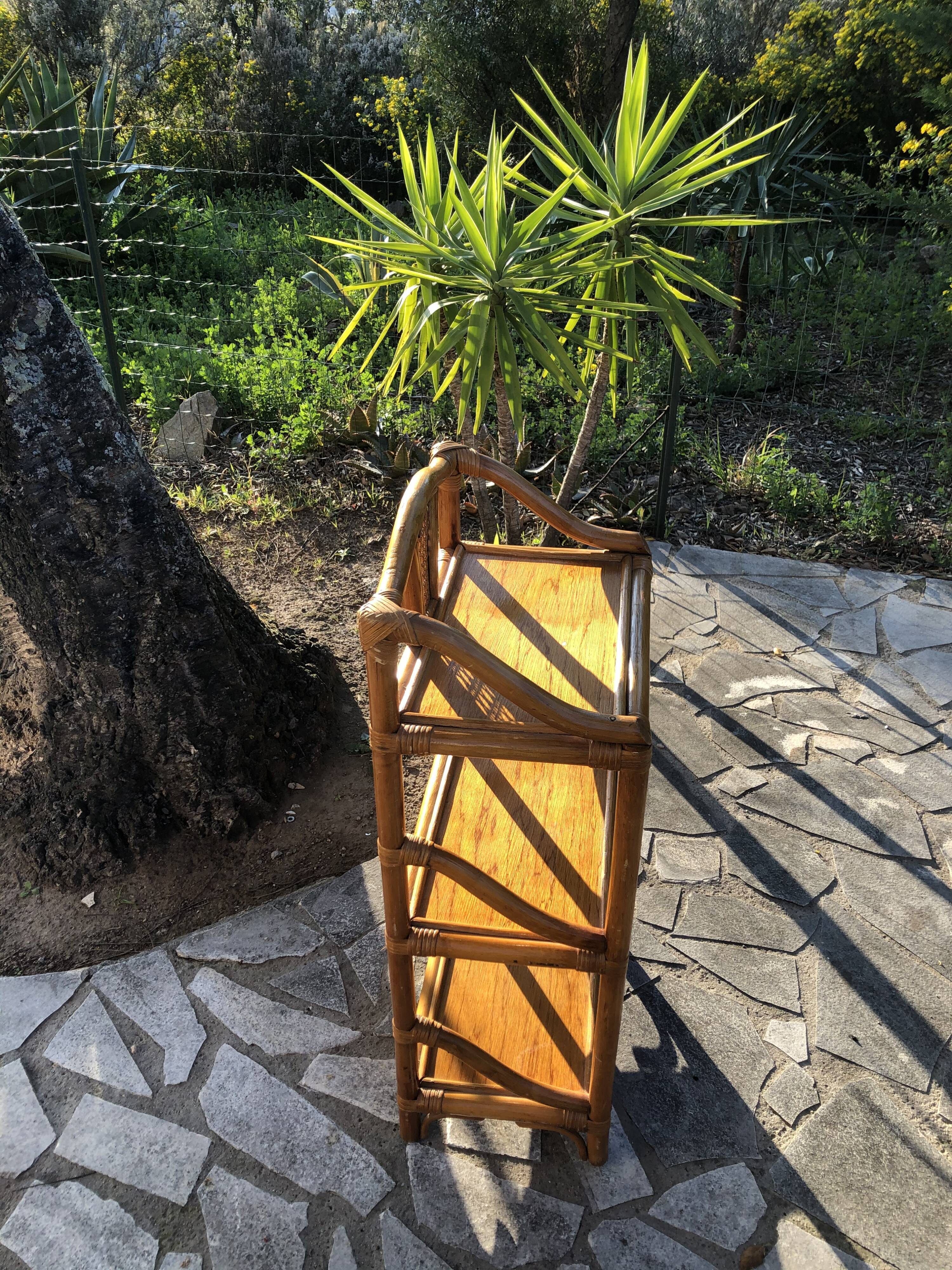 Rattan and bamboo shelf