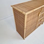 Italian Bamboo and Rattan Chest of Drawers or Credenza, 1980s