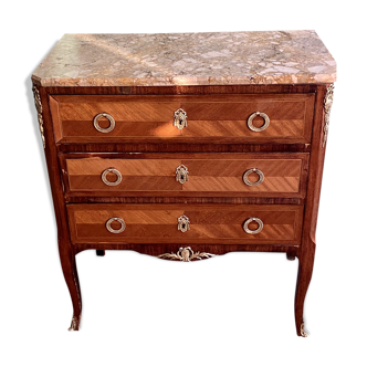 Commode style Louis XV en placage et bronze