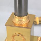 Lamp in gilded bronze and patinated empire style pleated lampshade