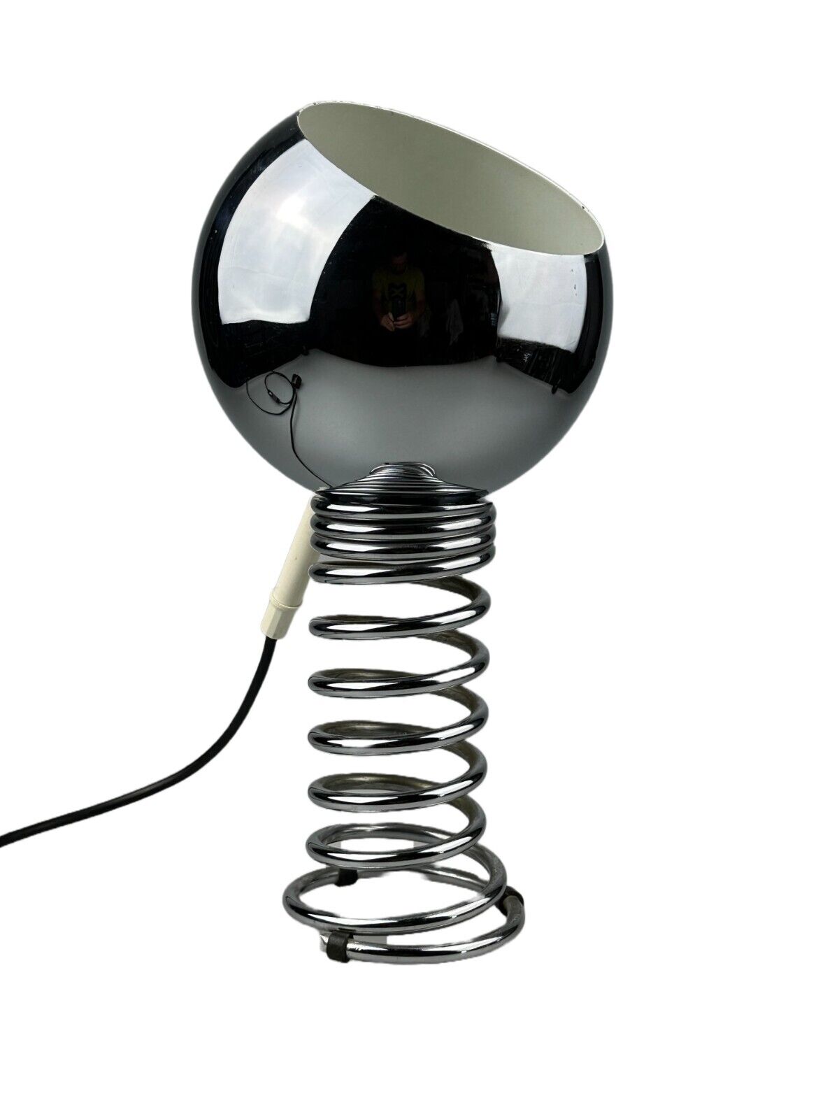 60s 70s table lamp ball lamp spring chrome metal space age design