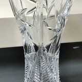 Vase in cut Bohemian crystal. Cross/Star/Foliage patterns. Boho-Chic style. High 24.5 cm