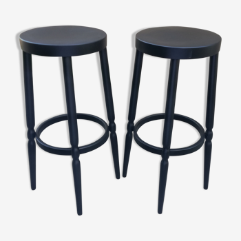 Tabourets peints en noir, set de 2