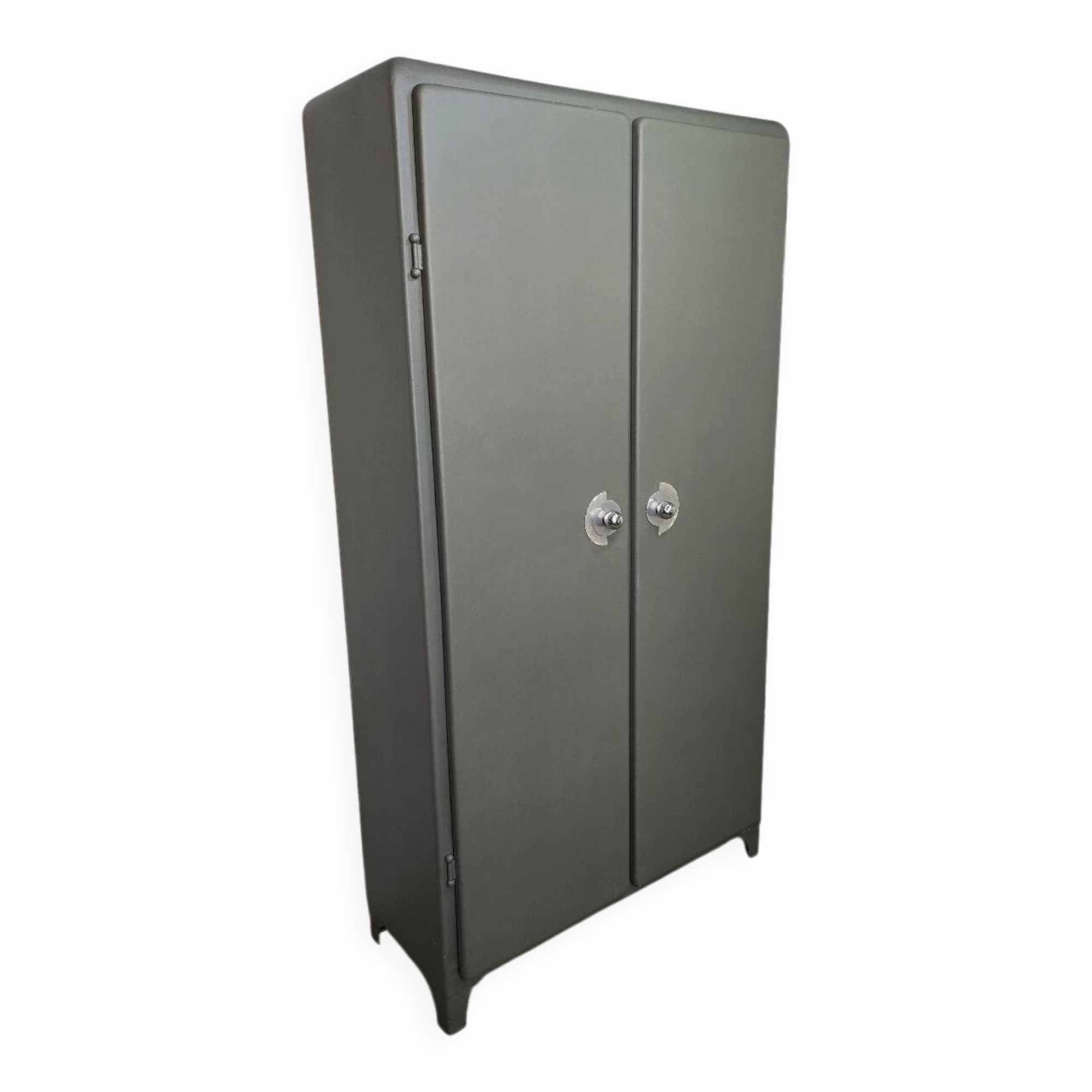 Armoire métallique de cuisine aux bords arrondis 1950
