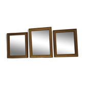Batch of 3 rectangular old mirrors made of gilded wood