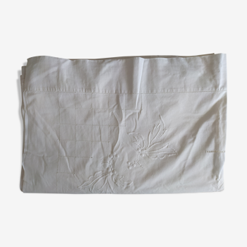 Drap ancien brodé art déco