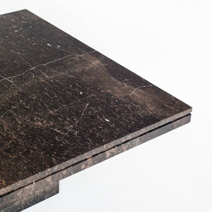 Vintage coffee table. Veined marble. France, 1970s