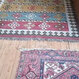 Kazakh oriental rug, vintage kilim from the 1930s. Handcrafted work.