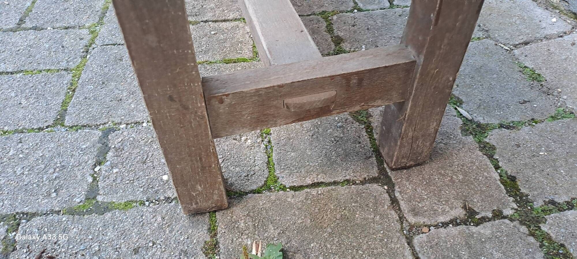 Pair of solid raw wood benches XIX