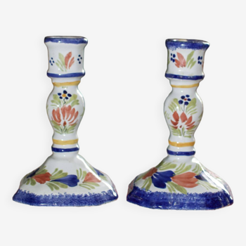 Pair of candlesticks signed HB Quimper