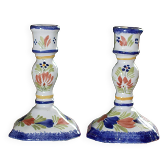 Pair of candlesticks signed HB Quimper