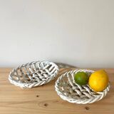 Set of 2 woven ceramic baskets