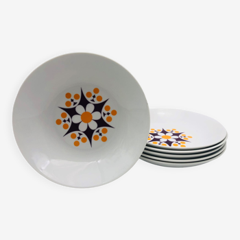 6 assiettes creuses en porcelaine de bohème, 1970s, TK Thun -Tchécoslovaquie